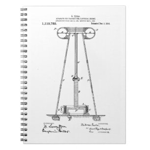Nikola Tesla Energy Transmission Pantent US1119732 Spiral Notebook