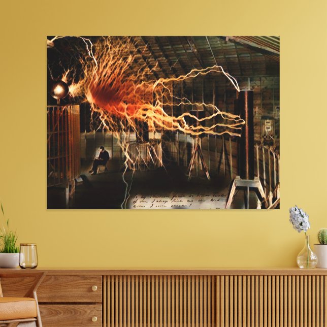 Nikola Tesla Man of Mystery Colour Redux Canvas Print (Insitu(LivingRoom))