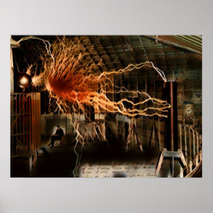 Nikola Tesla Man of Mystery Colour Redux Poster