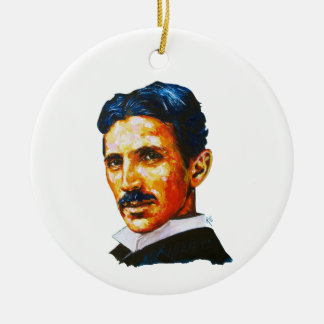 Nikola Tesla painting Ceramic Tree Decoration