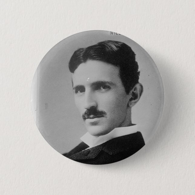 Nikola Tesla Portrait 6 Cm Round Badge (Front)