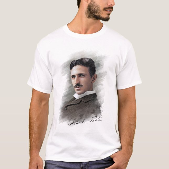 Nikola Tesla Portrait Art T-Shirt (Front)