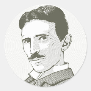 Nikola Tesla Portrait Classic Round Sticker