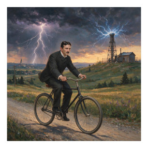 Nikola Tesla Riding Bicycle To His Lab Circa 1893 Photo Print