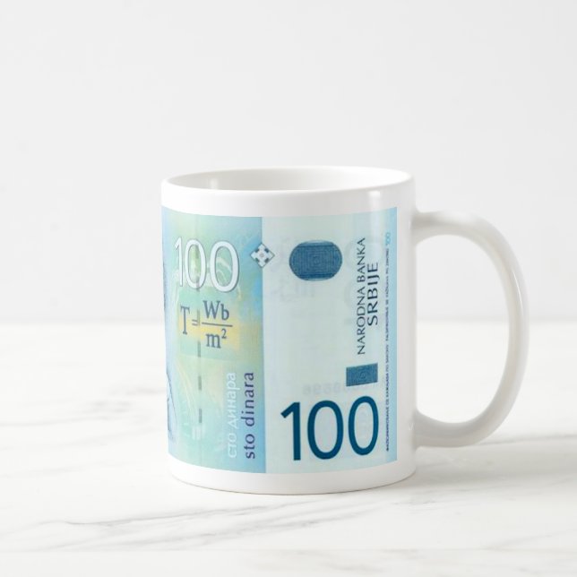 Nikola Tesla Serbian Currency Mug (Right)