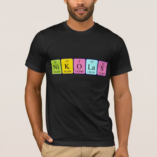 Nikolas periodic table name shirt (Front)