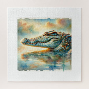 Nile crocodile 060924AREF104 - Watercolor Jigsaw Puzzle