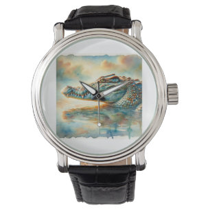 Nile crocodile 060924AREF104 - Watercolor Watch
