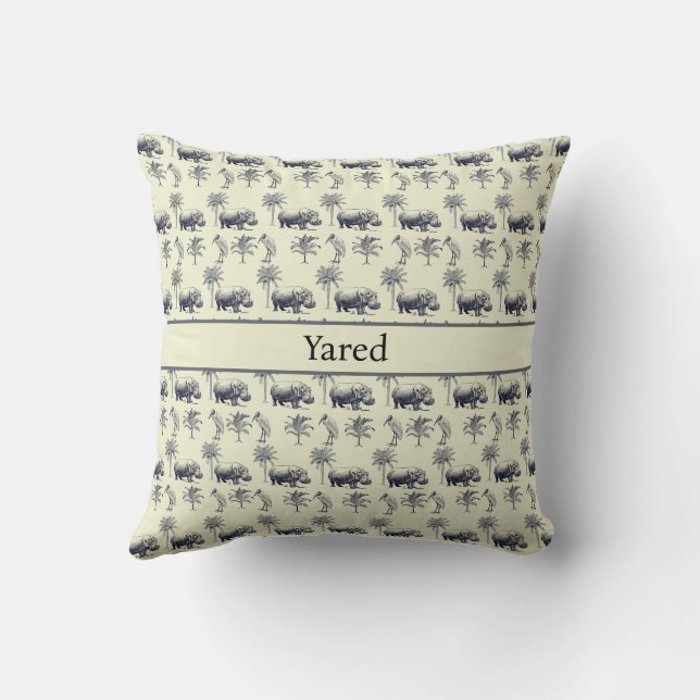 Nile River Botanical Pattern, custom Cushion (Back)