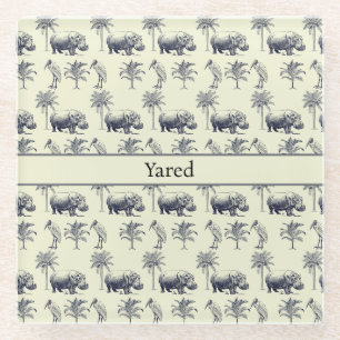 Nile River Botanical Pattern, custom Glass Coaster