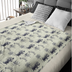 Nile River Botanical Pattern Fleece Blanket