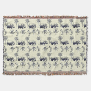 Nile River Botanical Pattern Throw Blanket