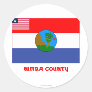 Nimba County Flag with Name Classic Round Sticker