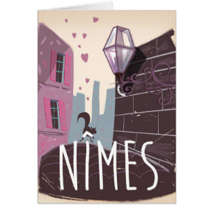 Nîmes France Cartoon travel poster
