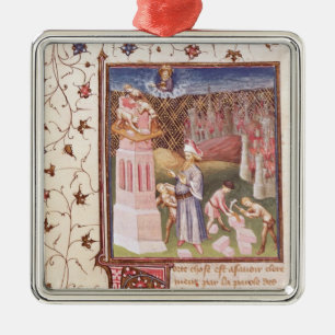 Nimrod Overseeing the Building of Tower of Metal Tree Decoration