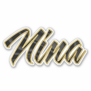 Nina black gold lettering sticker