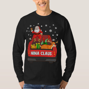 Nina Claus Red Truck Santa Reindeer Elf Christmas T-Shirt
