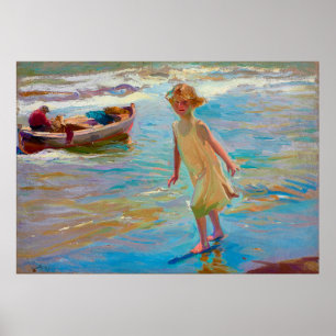 Niña en la playa, Valencia by Joaquin Sorolla 1910 Poster
