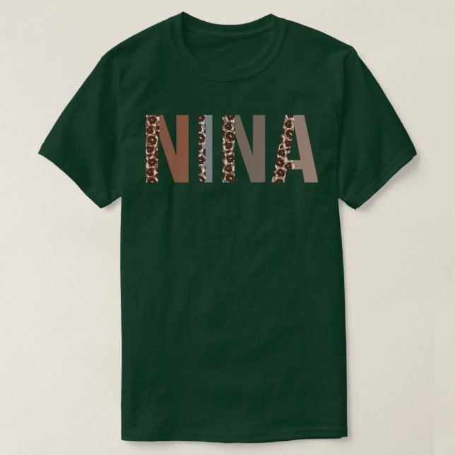 Nina Leopard Print Mum Cute Mothers Day Funny Gran T-Shirt (Design Front)