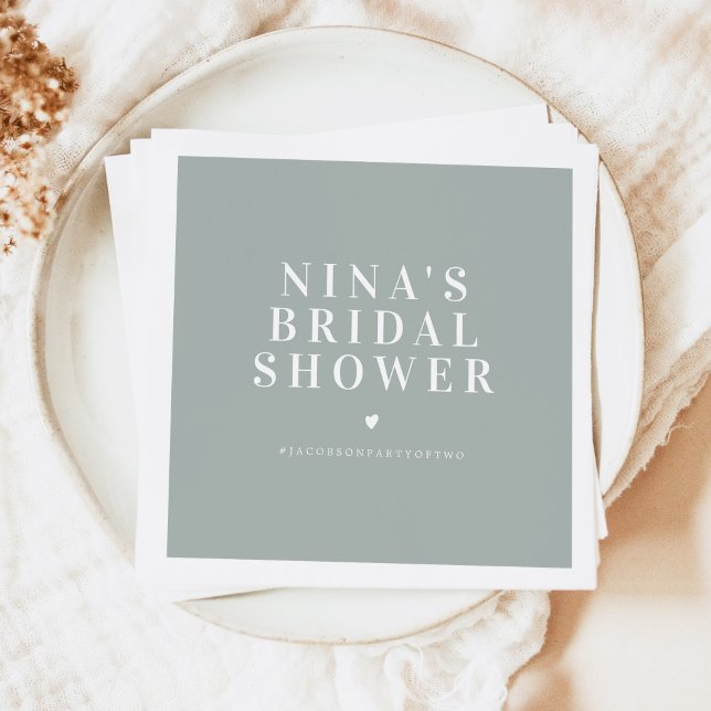 NINA Minimalist Bohemian Sage Green Bridal Shower Napkin (Creator Uploaded)