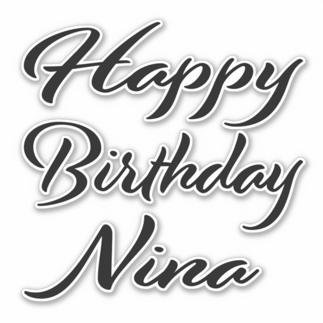Nina name first name black Sticker birthday (Front)