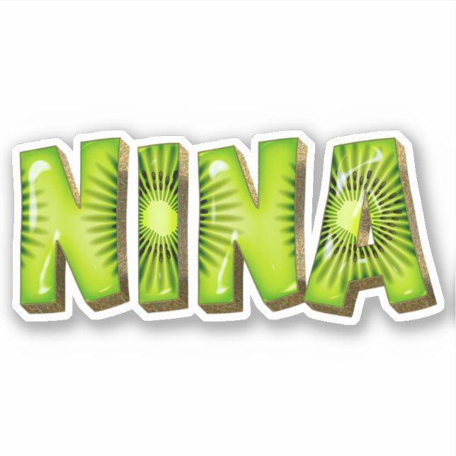 Nina Name Kiwi Design Decal Sticker (Front)
