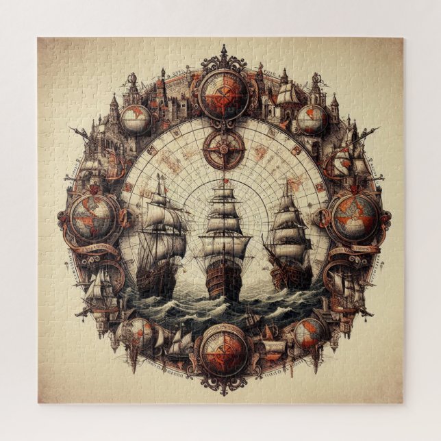 Nina - Pinta - Santa Maria - Christopher Columbus Jigsaw Puzzle (Vertical)