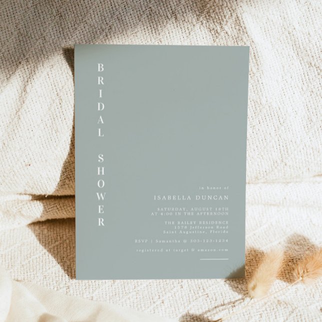 NINA Sage Green Bohemian Minimal Bridal Shower Invitation (Creator Uploaded)