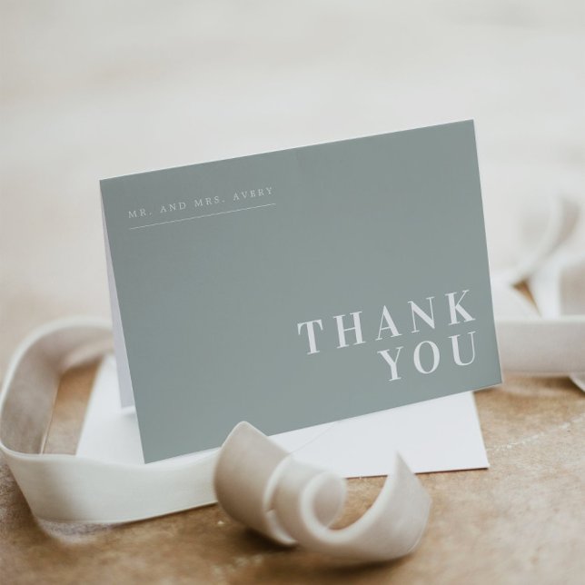 NINA Sage Green Bohemian Minimal Thank You Card (Creator Uploaded)