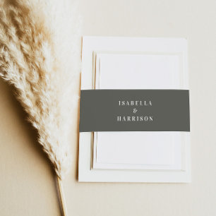 NINA Sage Green Bohemian Minimalist Belly Band Invitation Belly Band