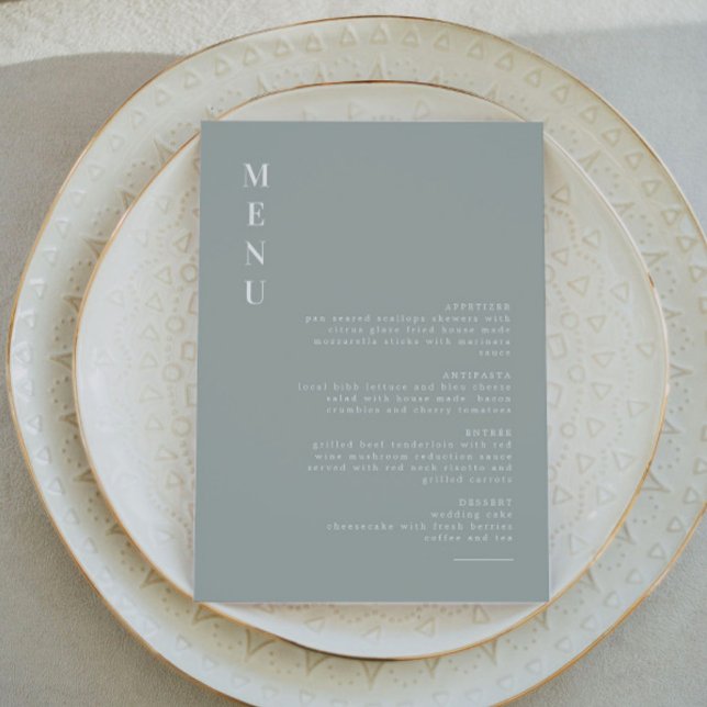 NINA Sage Green Modern Minimalist Boho Menu Card (Creator Uploaded)