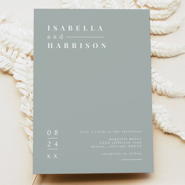 NINA Sage Green Modern Minimalist Boho Wedding Invitation (Creator Uploaded)