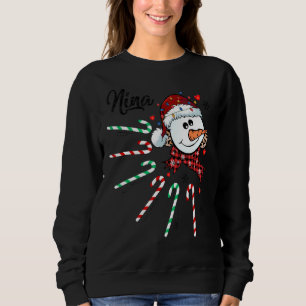 Nina Snowman Candy Cane Christmas Xmas Funny Sweatshirt
