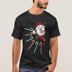 Nina Snowman Candy Cane Christmas Xmas Funny T-Shirt