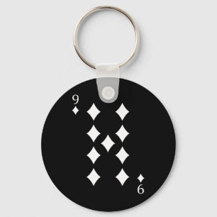 Nine (9) Of Diamonds Poker Card Playing Card Key Ring