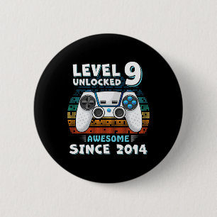 Nine 9yr Bday Son Boy Funny Gamer 9th 9 Year Old B 6 Cm Round Badge