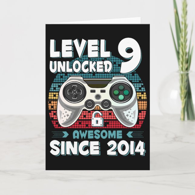 Nine 9yr Bday Son Boy Funny Gamer 9th 9 Year Old B Card (Front)