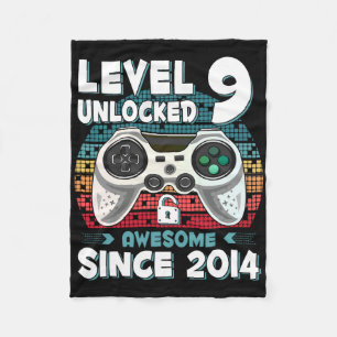 Nine 9yr Bday Son Boy Funny Gamer 9th 9 Year Old B Fleece Blanket