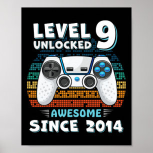 Nine 9yr Bday Son Boy Funny Gamer 9th 9 Year Old B Poster
