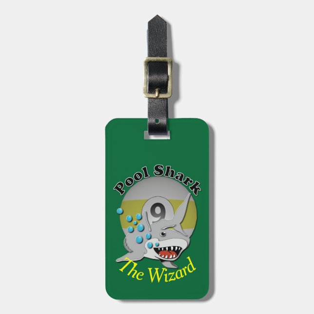 Nine Ball Billiards Pool Shark Luggage Tag (Front Vertical)