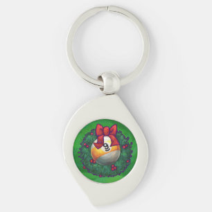 Nine Ball in Wreath on Green Key Ring