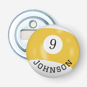 Nine Ball With Custom Name Bottle Opener