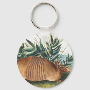 Nine-banded Armadillo (Dasypus Peba) Illustration Key Ring