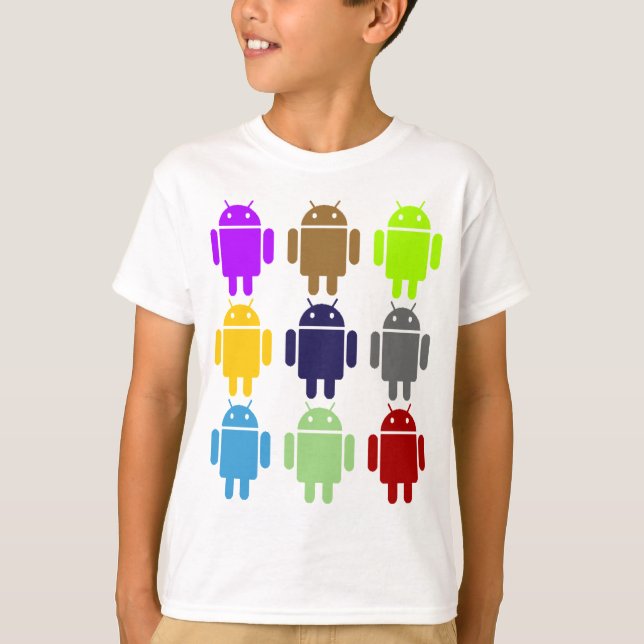Nine Bug Droids (Android Multiple Colours Humour) T-Shirt (Front)