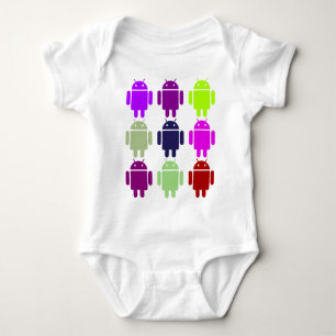 Nine Bug Droids (Android Multiple Purple Colours) Baby Bodysuit