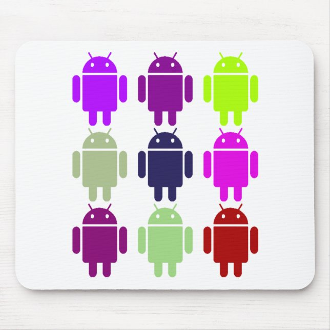 Nine Bug Droids (Android Multiple Purple Colours) Mouse Pad (Front)