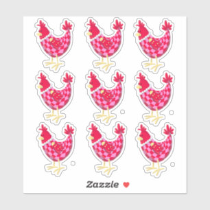 Nine Checkered Hens - Stickers