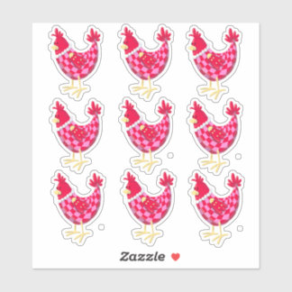 Nine Chequered Hens - Stickers