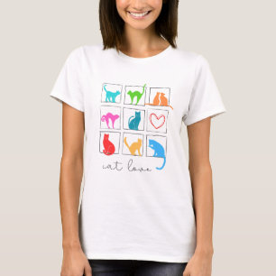 nine colorful cats in frames and one heart T-Shirt