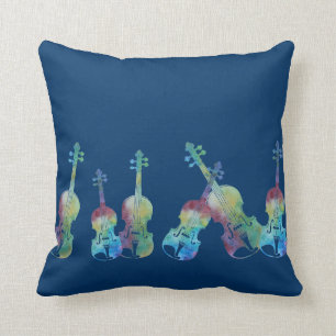 Nine Colourful Violins Cushion